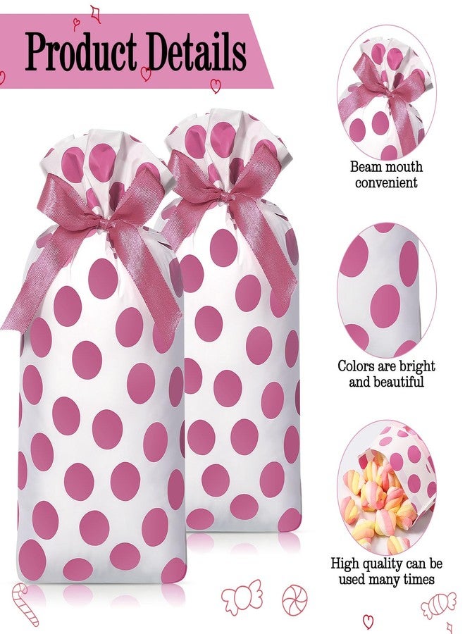 Bulyoou 50 Pcs Polka Dots Bags Bulk Dots Cellophane Treat Bags Candy Goodies Treat Gift Watercolor Dots Plastic Wrapping Package for Birthday Party Snack Food Storage(Pink) - Image 3